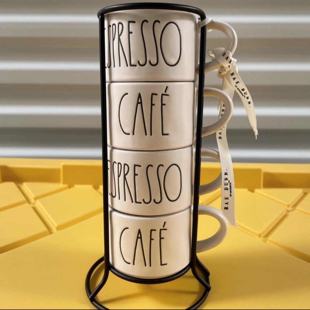 Rae Dunn - NEW Espresso cup set with holder